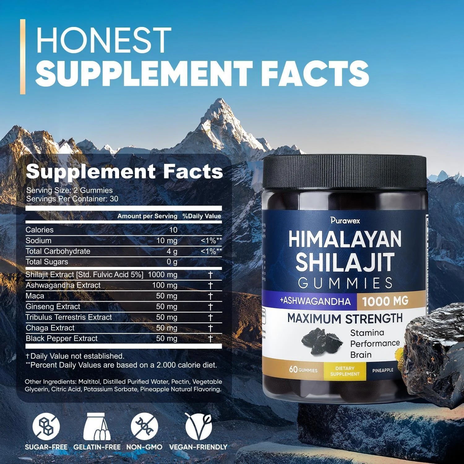 Shilajit Gummies 1000Mg, Shilajit Gummies for Men and Women, Energy, Immunity